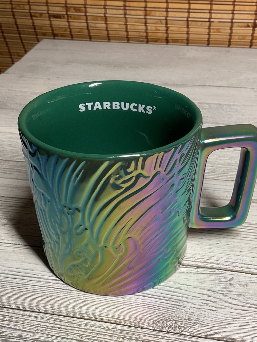 Starbucks 2024 Spring Green Siren Mermaid Tail Iridescent Ceramic Mug Coffee Tea